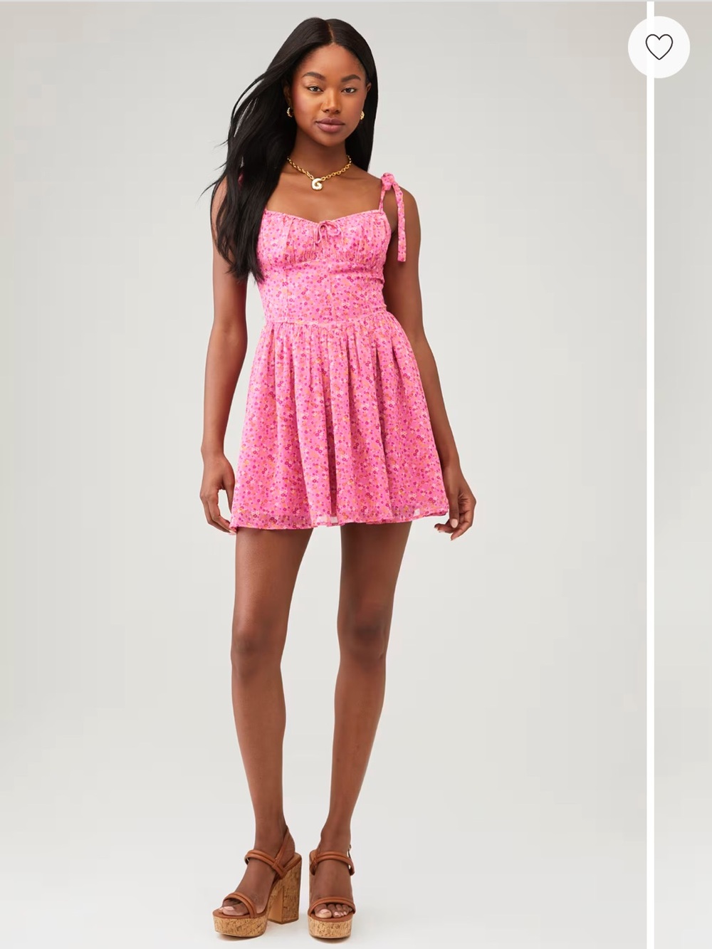 Tie-Shoulder Pink Floral Mini Dress